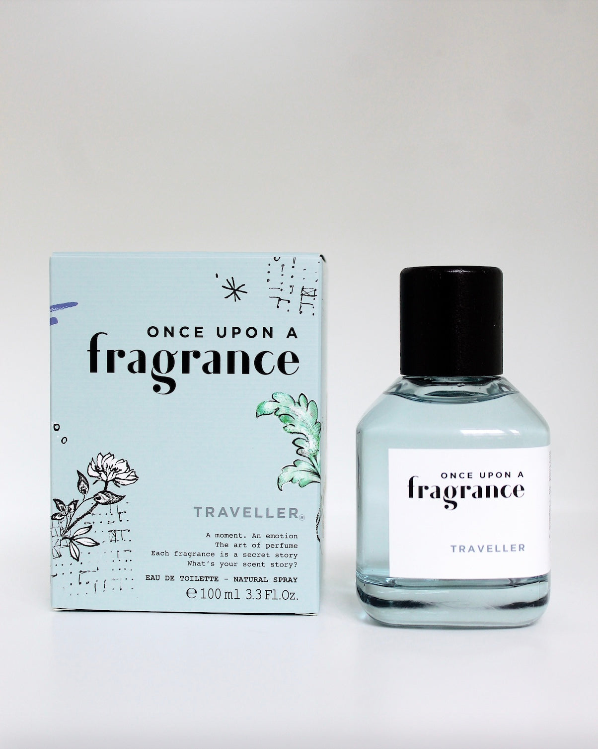 Pack shot of TRAVELLER by Once Upon a Fragrance, showcasing a premium, long-lasting French perfume with exotic spices and woody notes